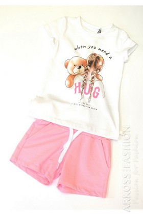 Completo t-shirt+short 10pz bianco/rosa - fuxia/azzurro